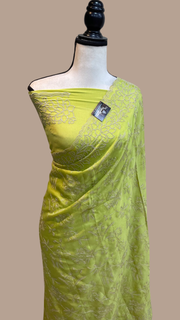 Pure Georgette Chikankari Handloom Banarasi Saree - The Handlooms