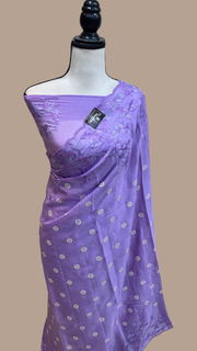 Pure Georgette Chikankari Handloom Banarasi Saree - The Handlooms