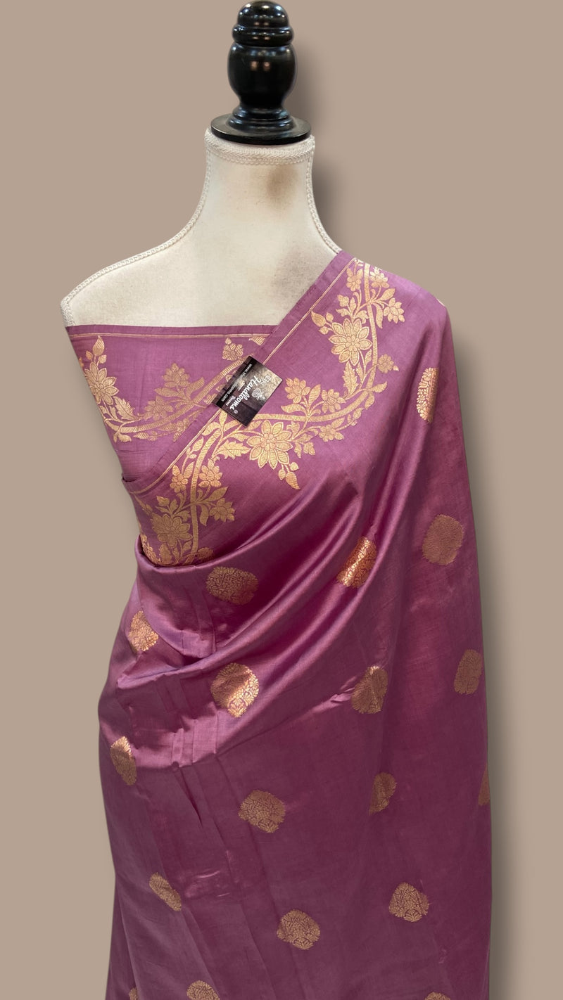 Pure Katan Silk Banarasi Handloom Saree - All Over Kadua Motifs - The Handlooms