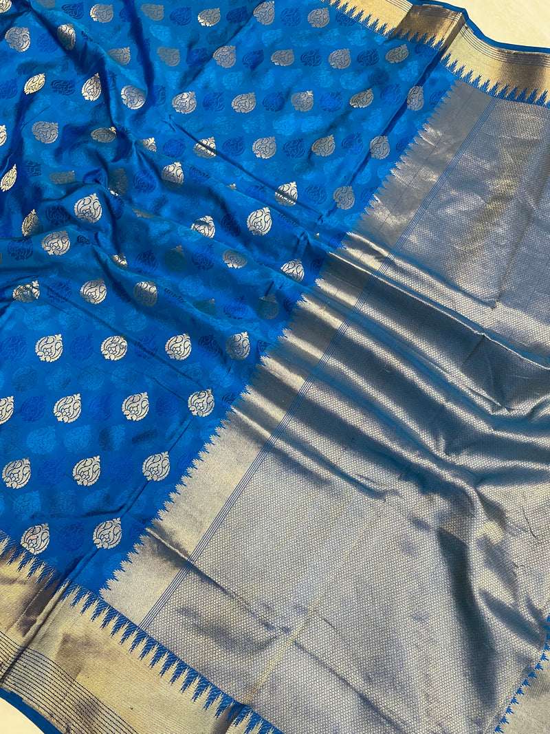 Pure Katan Silk Banarasi Handloom Saree - All over Jaal work - The Handlooms