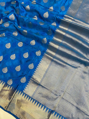 Pure Katan Silk Banarasi Handloom Saree - All over Jaal work - The Handlooms