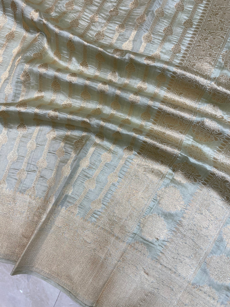 Pure Chiniya Silk Khaddi Handloom Banarasi Saree - The Handlooms