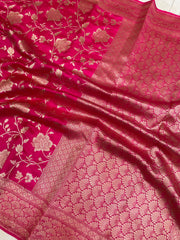 Pure Chiniya Silk Khaddi Handloom Banarasi Saree - The Handlooms