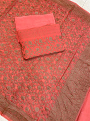 Pure Khaddi Georgette Banarasi Dress material - Antique Zari - The Handlooms