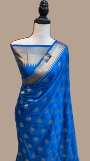 Pure Katan Silk Banarasi Handloom Saree - All over Jaal work - The Handlooms