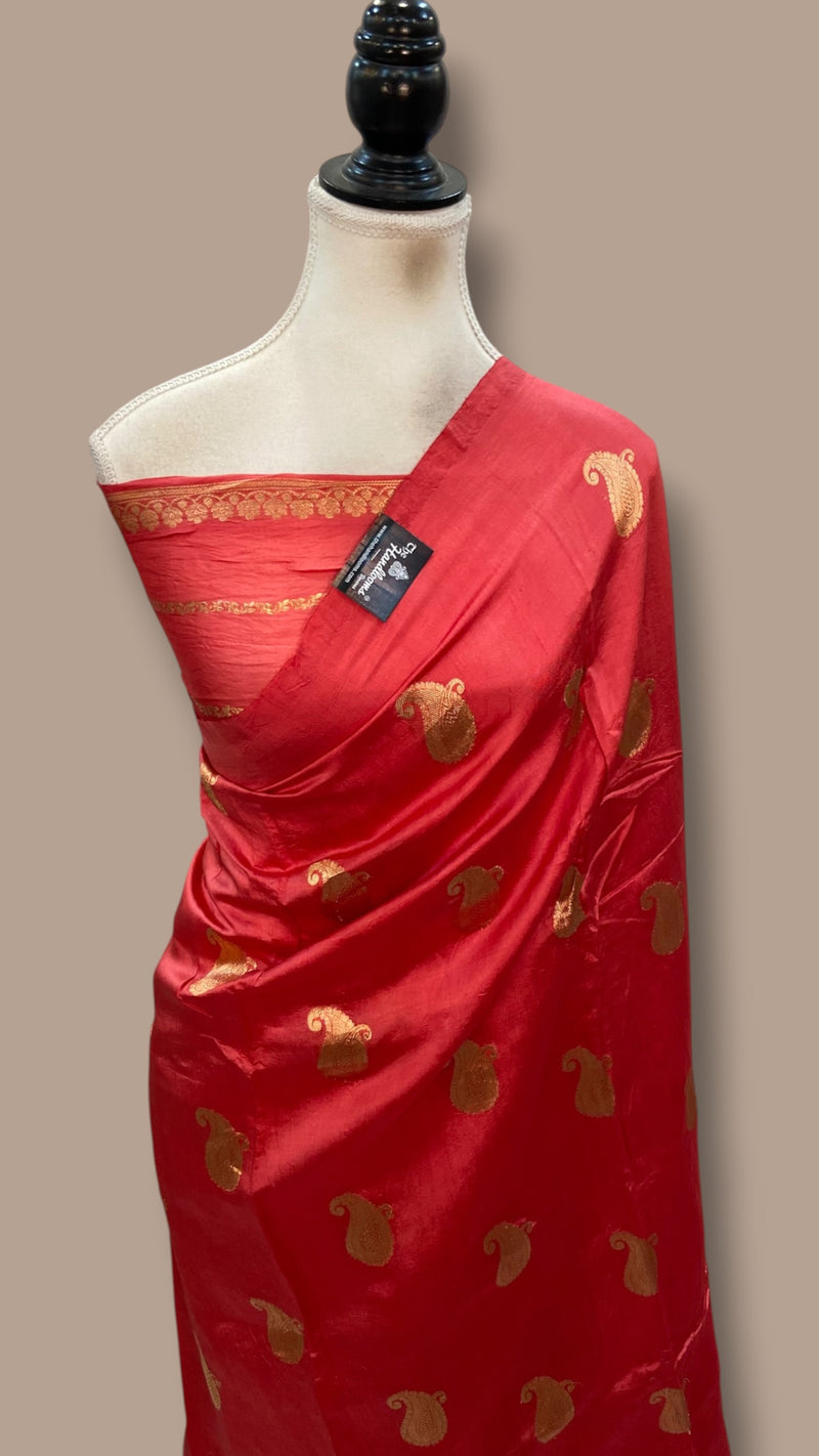 Pure Katan Silk Banarasi Handloom Saree - All over Kadua motifs - The Handlooms