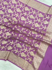 Pure Khaddi Georgette Dupatta - water zari - The Handlooms