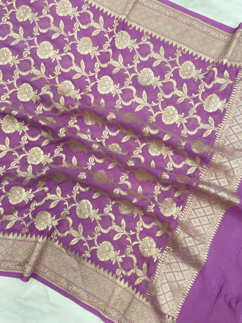 Pure Khaddi Georgette Dupatta - water zari - The Handlooms