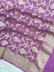 Pure Khaddi Georgette Dupatta - water zari - The Handlooms