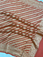 Pure Khaddi Georgette Dupatta - water zari - The Handlooms