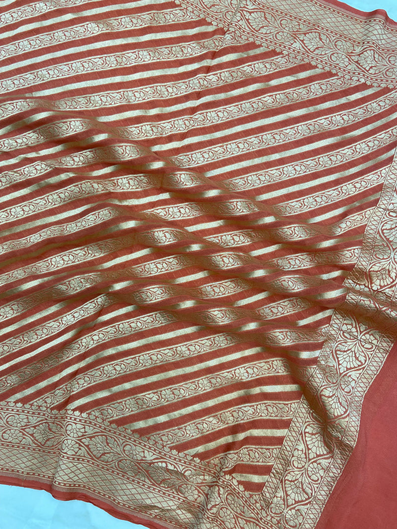 Pure Khaddi Georgette Dupatta - water zari - The Handlooms