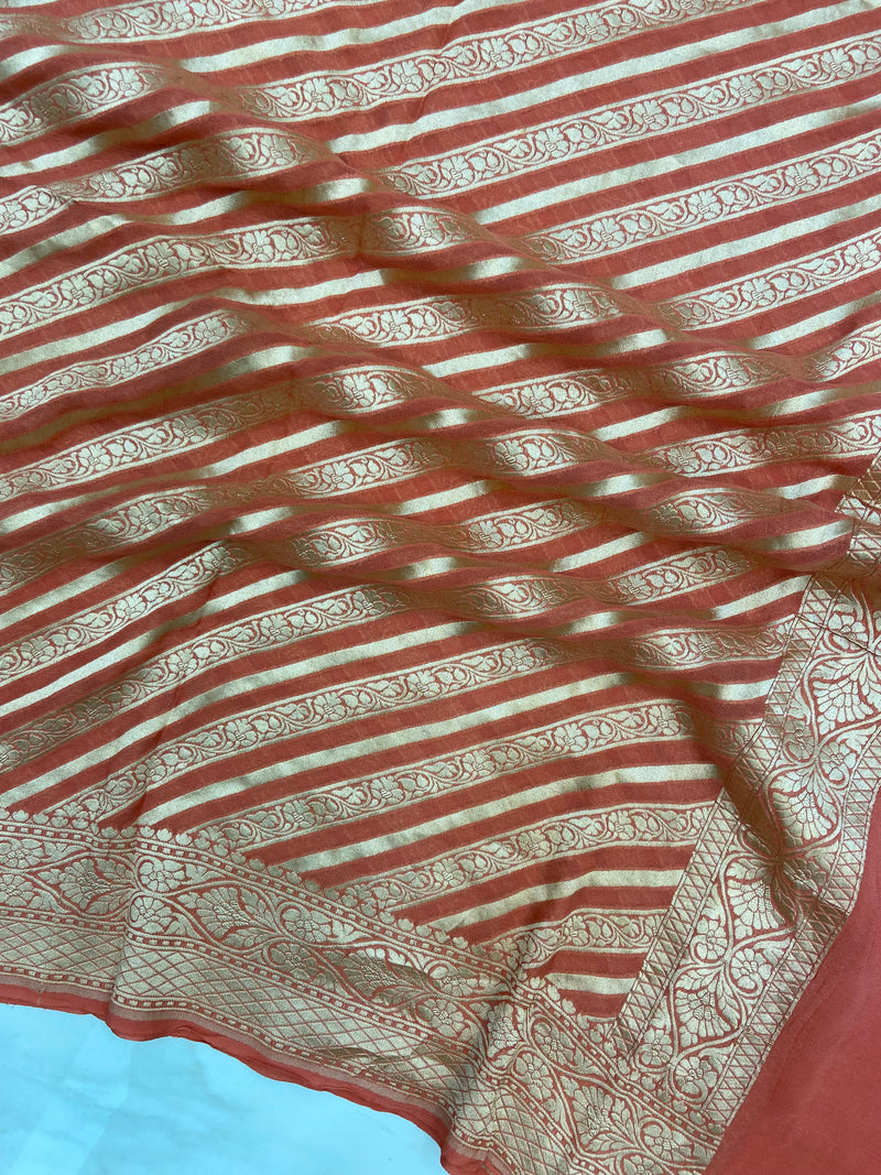 Pure Khaddi Georgette Dupatta - water zari - The Handlooms