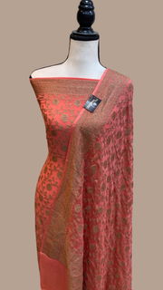 Pure Khaddi Georgette Banarasi Dress material - Antique Zari - The Handlooms