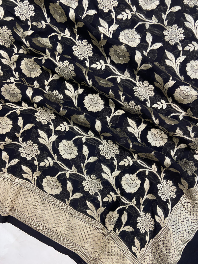 Khaddi Georgette Handloom Banarasi Dupatta - The Handlooms