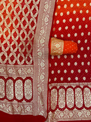 Pure Khaddi Georgette Bandhej Banarasi Dress material - The Handlooms