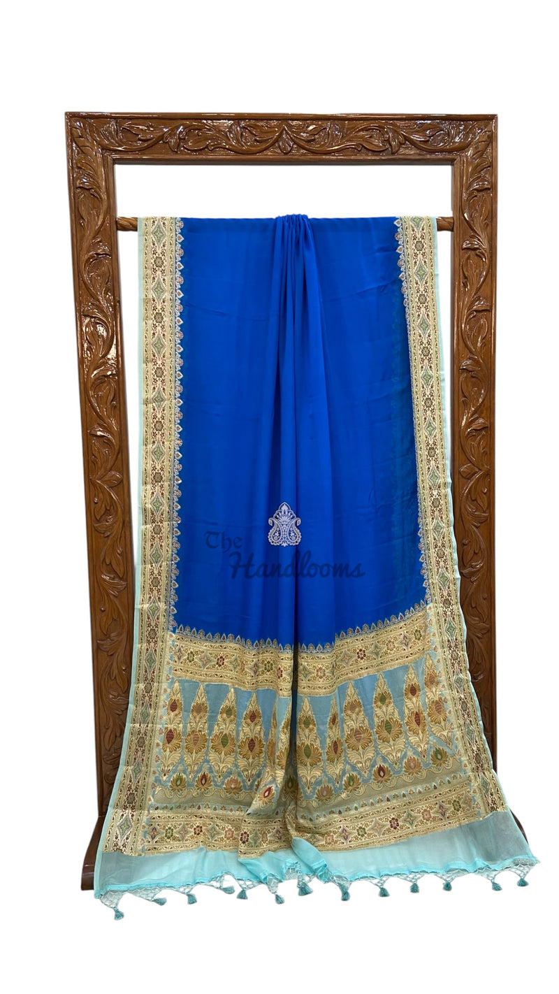 Blue Pure Chiffon Khaddi Banarasi Saree