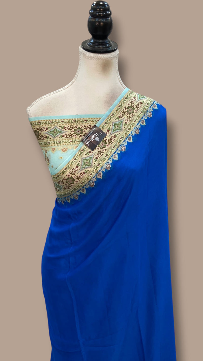 Blue Pure Chiffon Khaddi Banarasi Saree