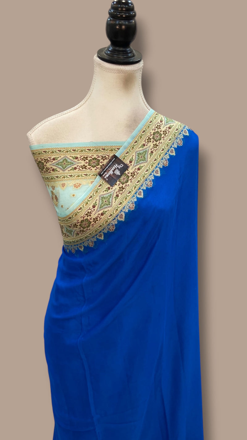 Blue Pure Chiffon Khaddi Banarasi Saree