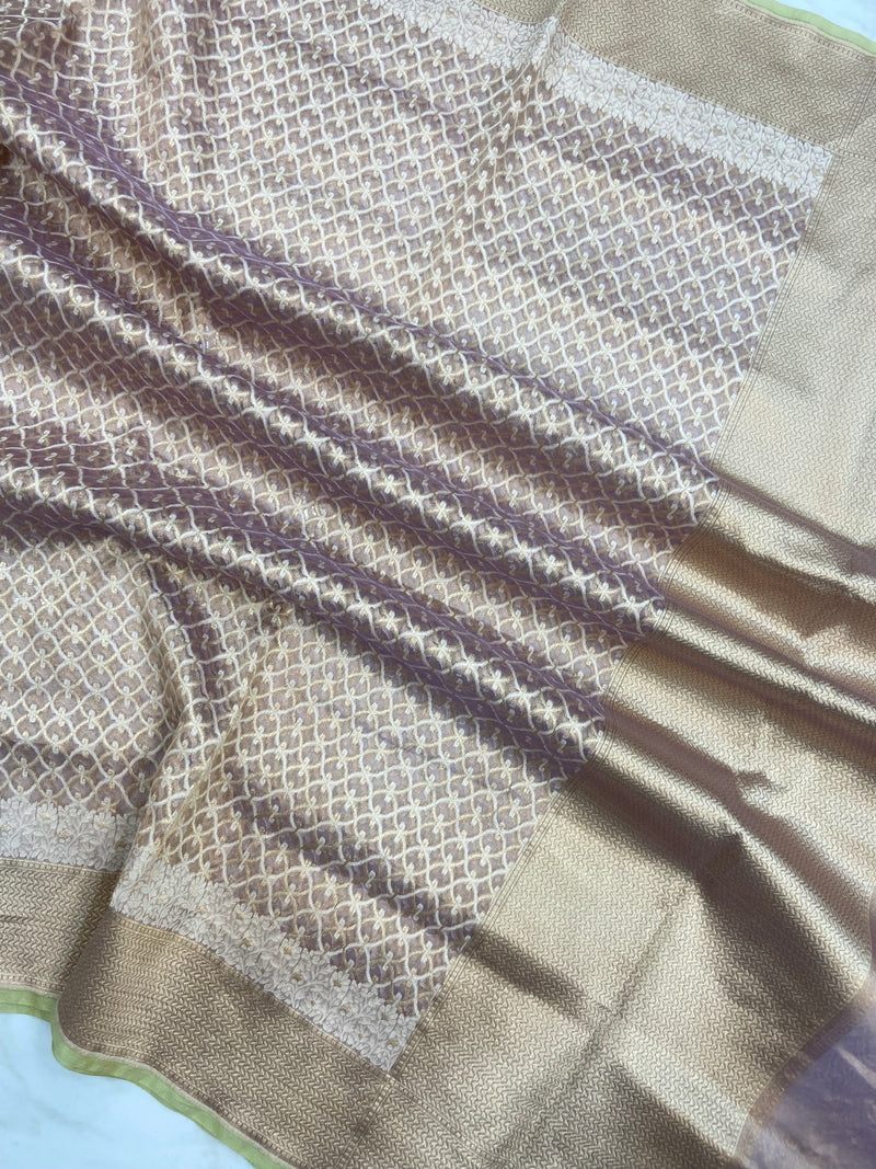 Pure Tissue Reshmi Zari Banarasi Brocade Handloom Dupatta - The Handlooms