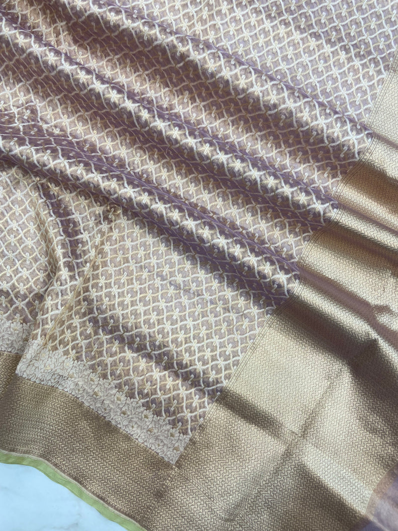 Pure Tissue Reshmi Zari Banarasi Brocade Handloom Dupatta - The Handlooms