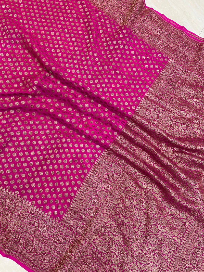 Pure Khaddi Georgette Banarasi Saree -  Antique zari - The Handlooms