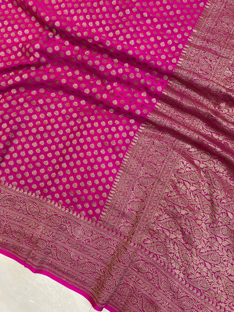 Pure Khaddi Georgette Banarasi Saree -  Antique zari - The Handlooms