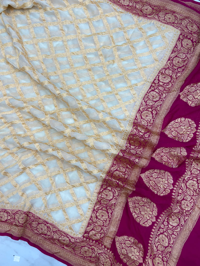 Khaddi Georgette Handloom Banarasi Dupatta - The Handlooms