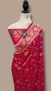 Pure Khaddi Georgette Handloom Banarasi Saree - Water Zari - The Handlooms