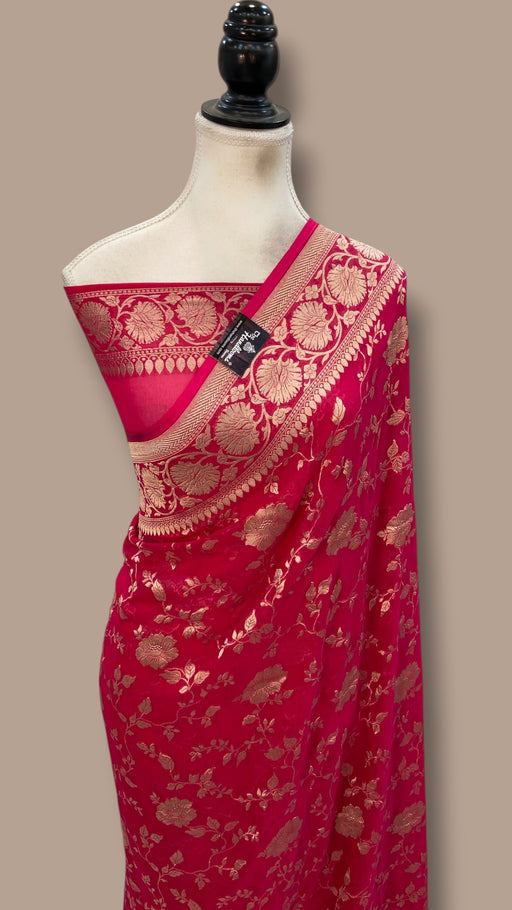 Pure Khaddi Georgette Handloom Banarasi Saree - Water Zari - The Handlooms
