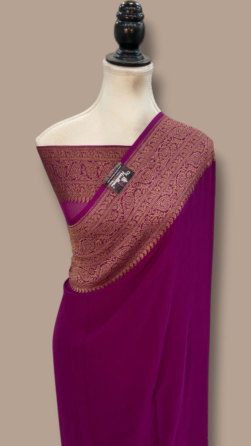Pure Khaddi Georgette Handloom Banarasi Saree - The Handlooms
