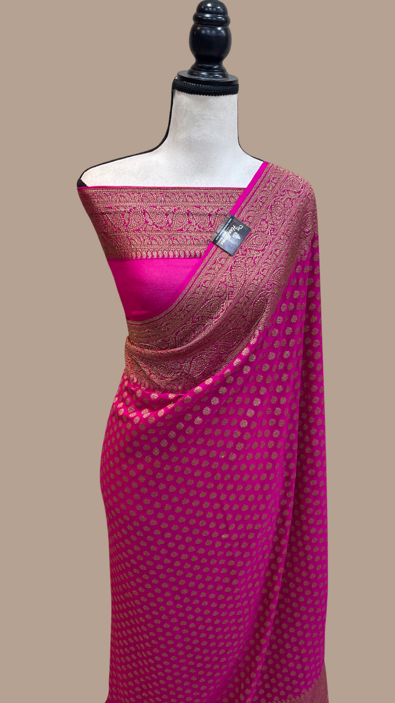 Pure Khaddi Georgette Banarasi Saree -  Antique zari - The Handlooms
