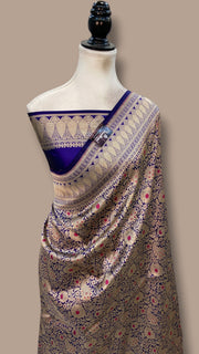 Regal Pure Katan Silk Banarasi Saree – Handwoven Tanchui Brocade With Meenakari Work - The Handlooms