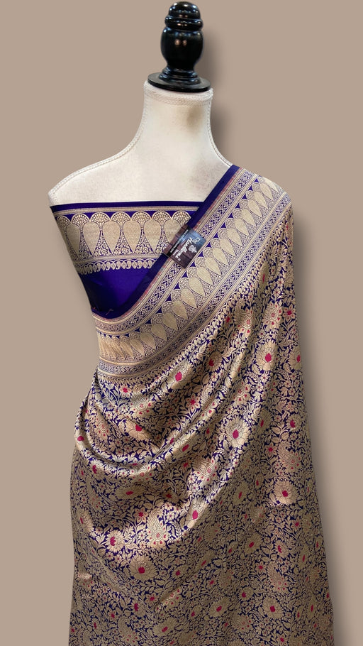 Regal Pure Katan Silk Banarasi Saree – Handwoven Tanchui Brocade With Meenakari Work - The Handlooms