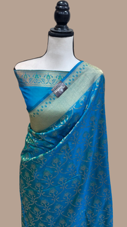 Pure Katan Silk Banarasi Handloom Saree - All over Jaal work - The Handlooms