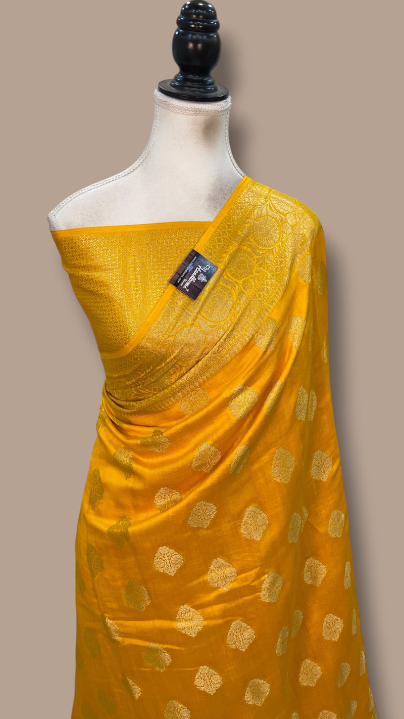 Pure Dupion Silk Banarasi Saree - Gold Zari