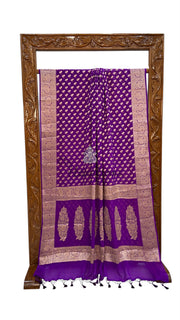 Purple Pure Chiffon Khaddi Banarasi Saree - The Handlooms