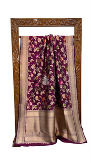Pure Katan Silk Banarasi Handloom Saree - All Over Jaal Work With Meenakari - The Handlooms