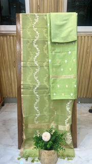 Pure Katan Silk Handlooms Banarasi Dress material With Organza Dupatta - The Handlooms