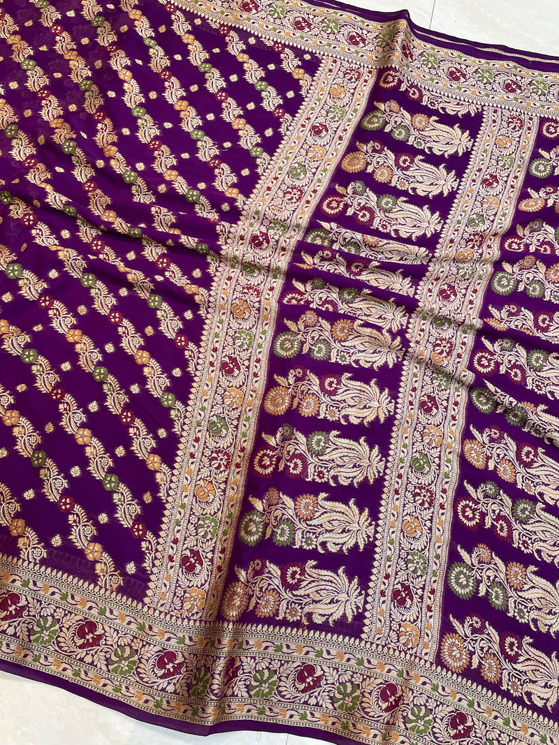 Pure Chiffon Khaddi Banarasi Saree - The Handlooms