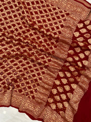 Pure Georgette Banarasi Bandhej Handloom Dupatta - The Handlooms
