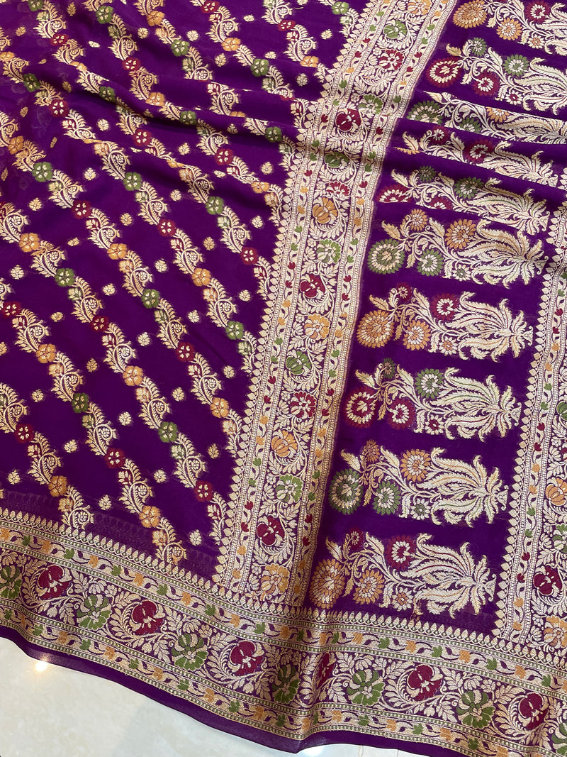 Pure Chiffon Khaddi Banarasi Saree - The Handlooms