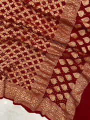 Pure Georgette Banarasi Bandhej Handloom Dupatta - The Handlooms
