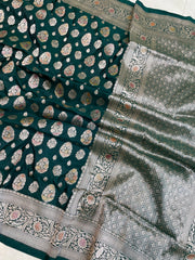 Pure Katan Silk Banarasi Handloom Saree - All Over Jaal Work - The Handlooms