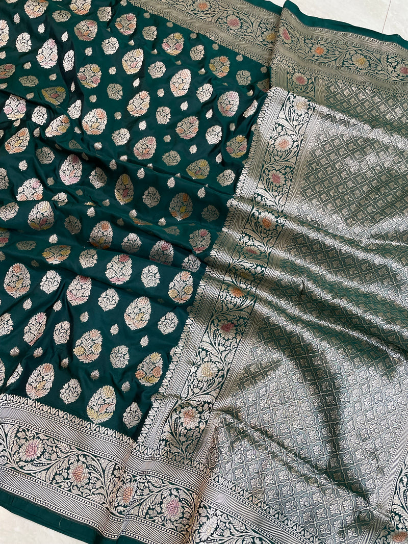 Pure Katan Silk Banarasi Handloom Saree - All Over Jaal Work - The Handlooms