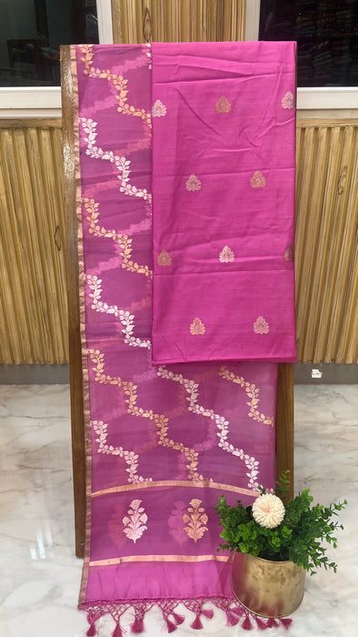 Katan Silk Handlooms Banarasi Dress material With Organza Dupatta