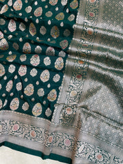 Pure Katan Silk Banarasi Handloom Saree - All Over Jaal Work - The Handlooms