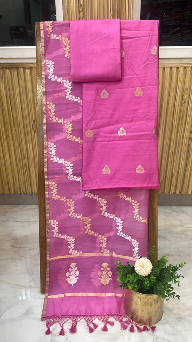 Katan Silk Handlooms Banarasi Dress material With Organza Dupatta