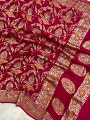 Khaddi Georgette Handloom Banarasi Dupatta - The Handlooms