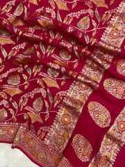 Khaddi Georgette Handloom Banarasi Dupatta - The Handlooms