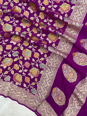 Khaddi Georgette Handloom Banarasi Dupatta - The Handlooms